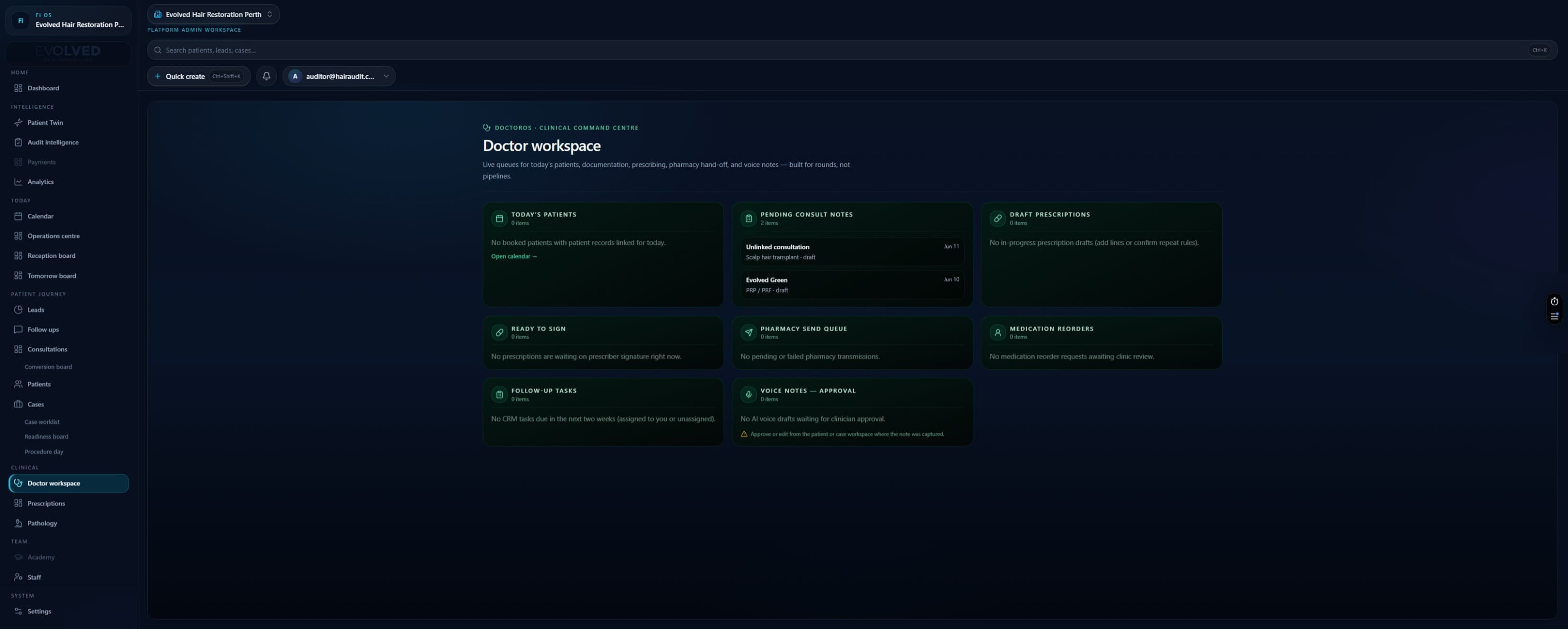 DoctorOS — FI OS interface preview